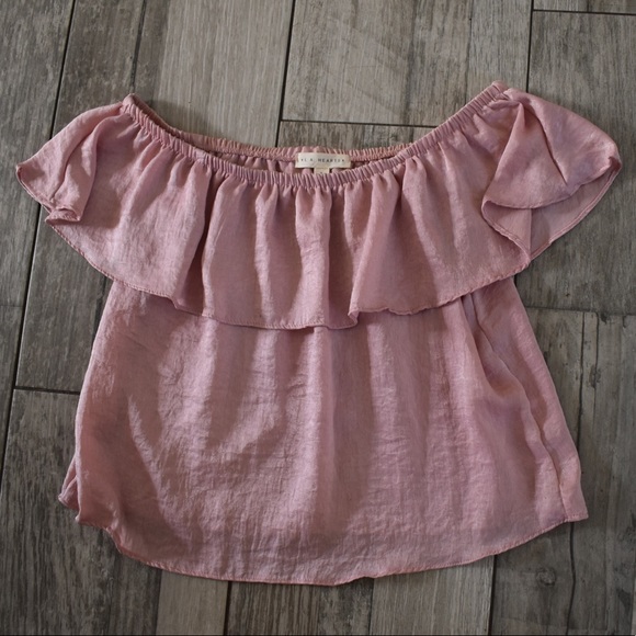 Pink Silk Off the shoulder Crop top - Picture 1 of 3
